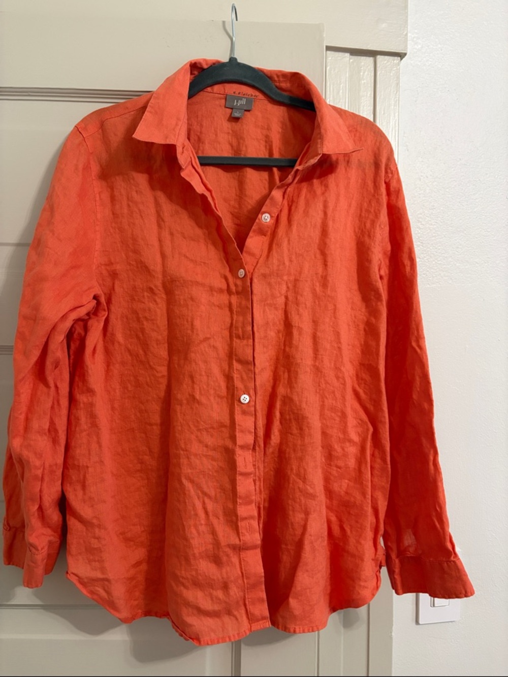 J. Jill Orange Linen Button-Down Shirt size large